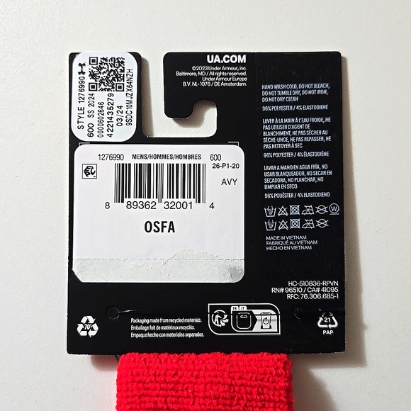 🆓️ W/ $45 Purchase! Under Armour Red Men's Performance Headband ~ NWT - Picture 4 of 6